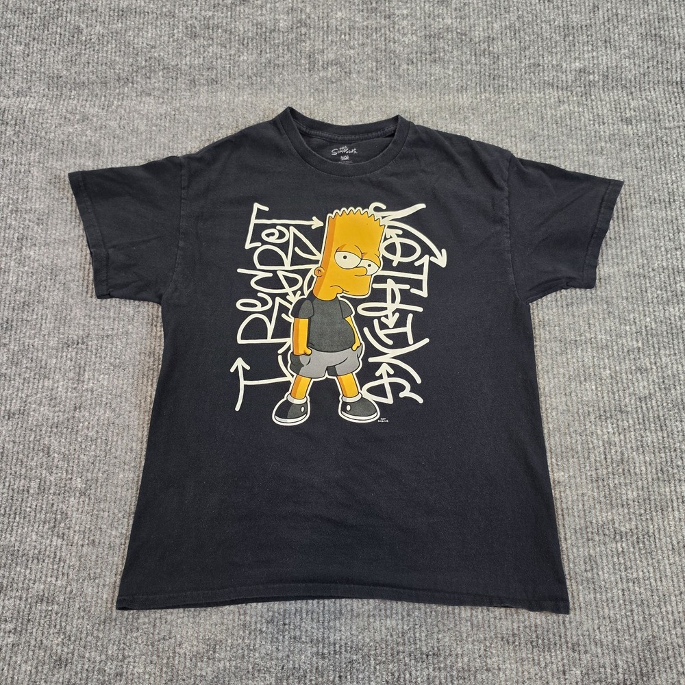 The Simpsons Bart Simpson I Regret Nothing Black Graphic T-Shirt Men's Size...